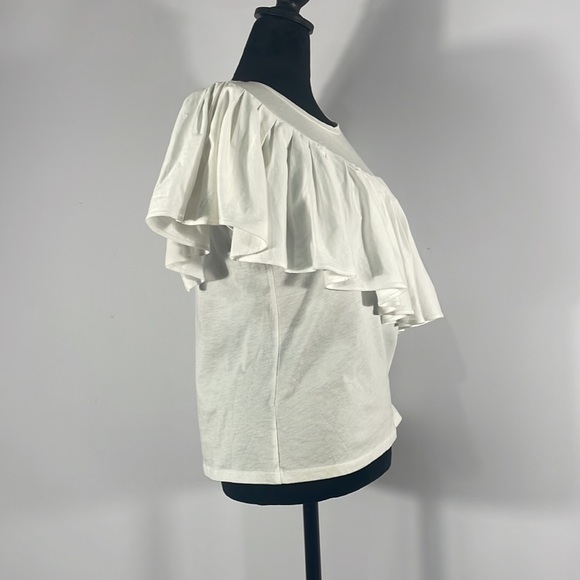 Banana Republic White T, ruffle shirt,XS, Limited Edition Couture Pima - Picture 3 of 7